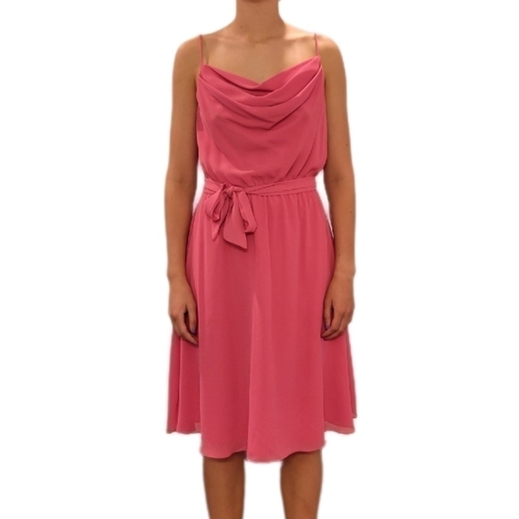 Ferrali by Phillipe Dresses & Skirts - Vintage Ferrali by Phillipe Pink Cowl Neck Spaghetti Strap Midi Dress Size 9/10